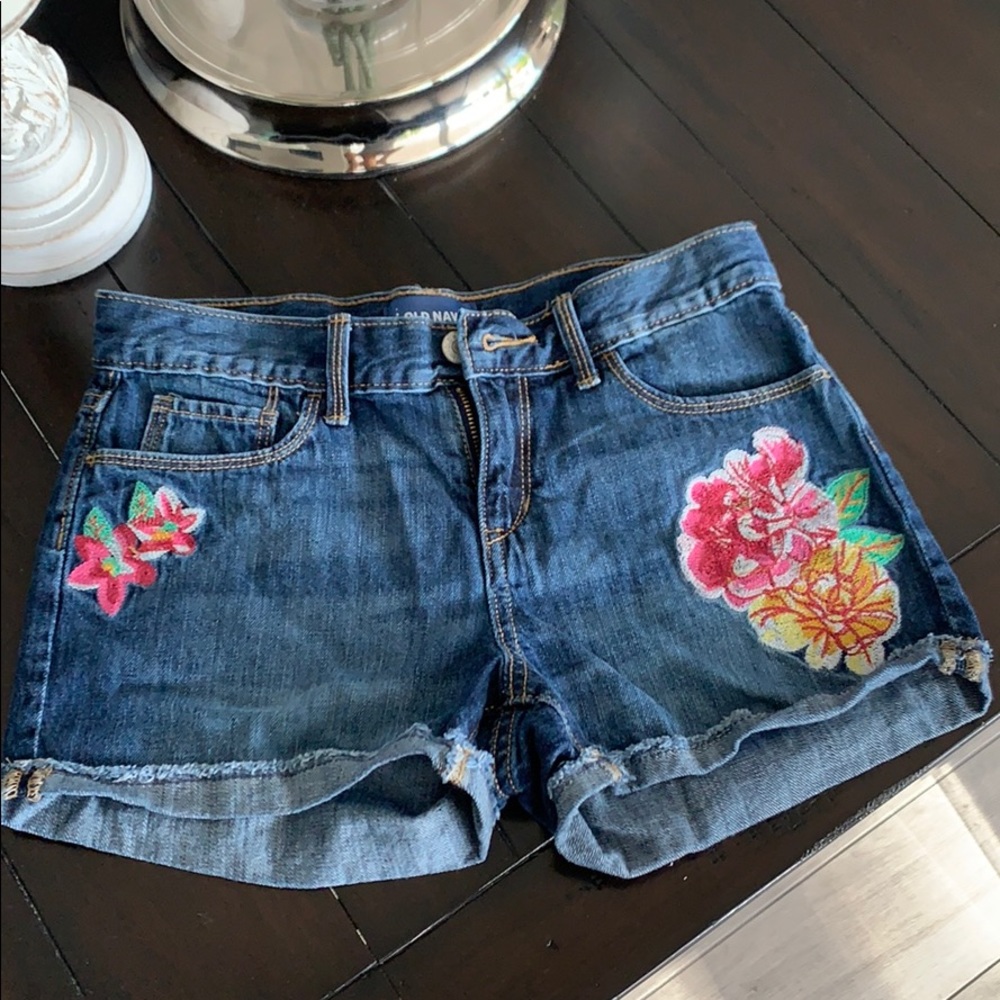 Old Navy Girls Denim Embroidered Shorts